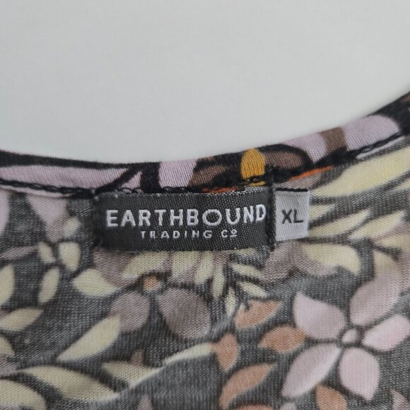 Earthbound Trading Co Fit Flare Long Sleeve Knit Flower Vine Dress - XL - Boho - Picture 7 of 10